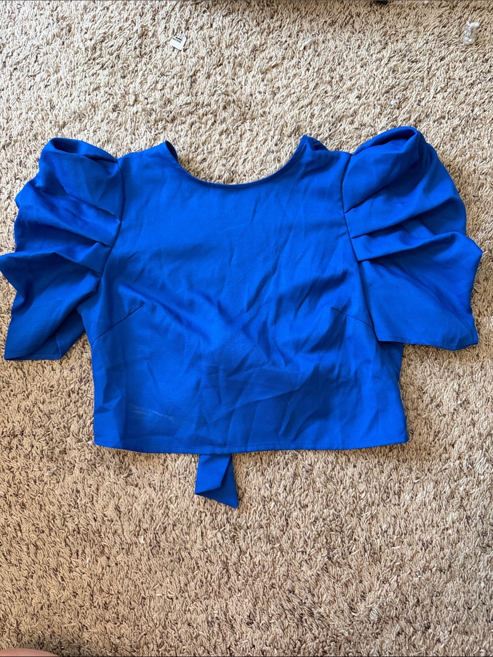 SHEIN Royal Blue Puff Sleeve Crop Blouse